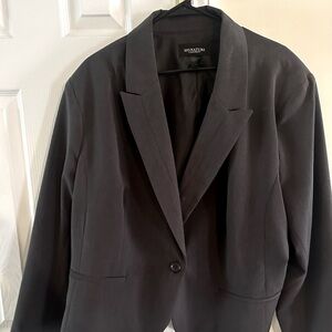 Ashley Stewart’s gray blazer